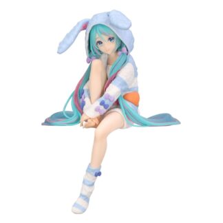 VOCALOID - Hatsune Miku Noodle Stopper PVC Statue Hatsune Miku Rabbit Ear Hood Pajama Blue Color Ver. 14 cm